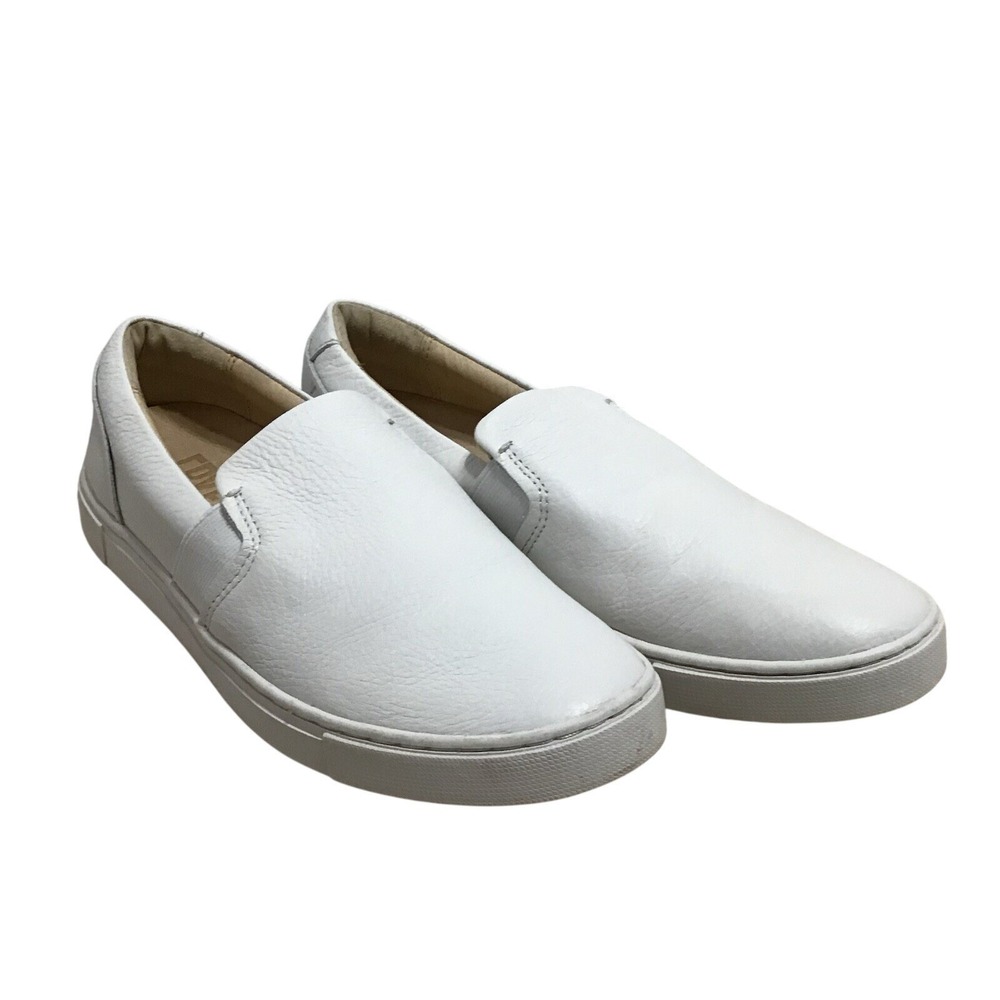 Frye Ivy Women's All White Leather Slip On Sneakers Round Toe Comfort Shoes 8